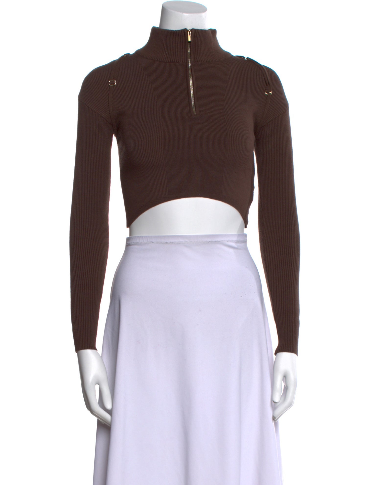 Jacquemus Mock Neck Long Sleeve Crop Top