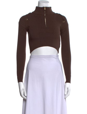 Jacquemus Mock Neck Long Sleeve Crop Top