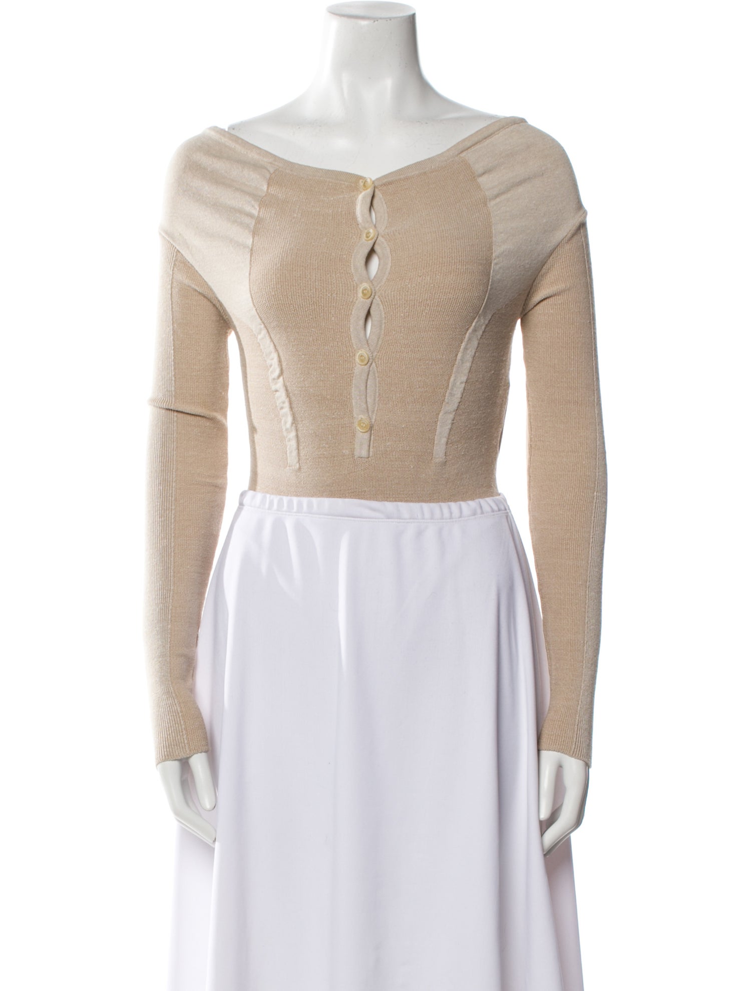 Jacquemus Off-The-Shoulder Long Sleeve Crop Top