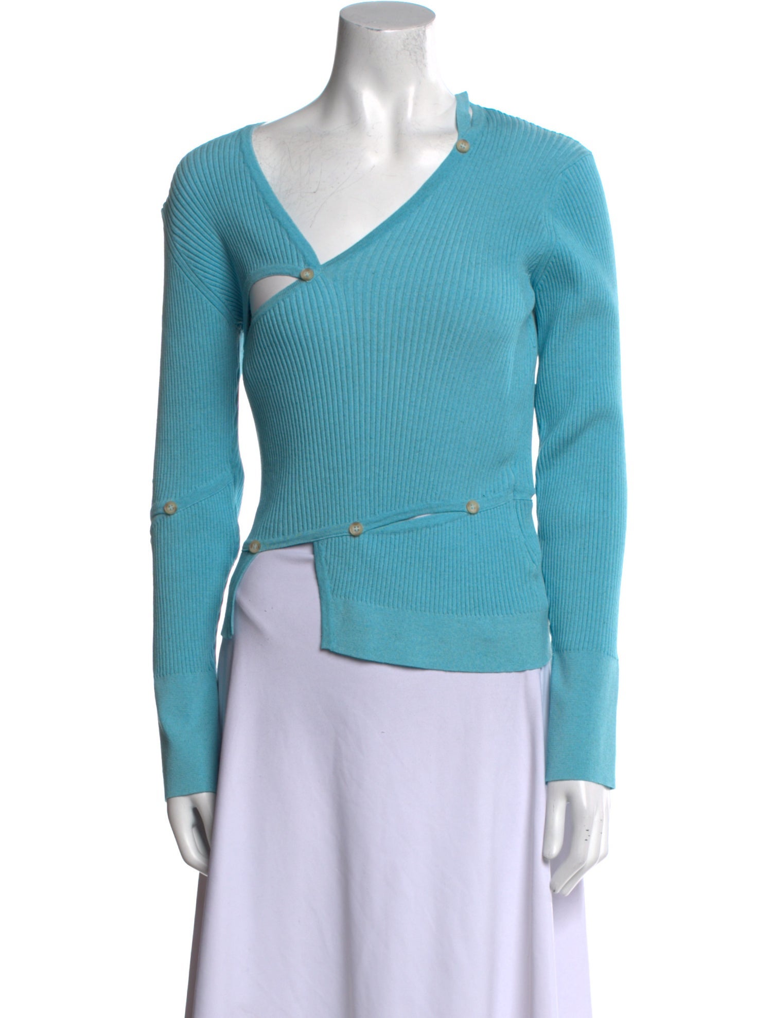 Jacquemus Asymmetrical Long Sleeve Crop Top