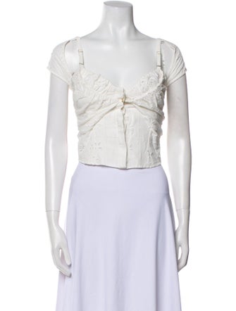 Jacquemus Linen V-Neck Crop Top