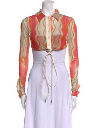 Jacquemus Printed Long Sleeve Crop Top