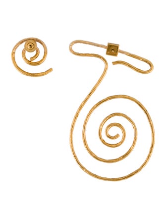 Jacquemus La Spirale Asymmetrical Drop Earrings