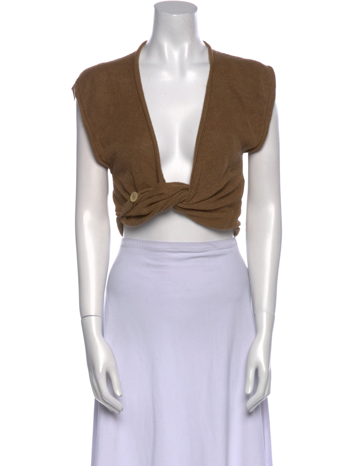 Jacquemus Linen V-Neck Crop Top