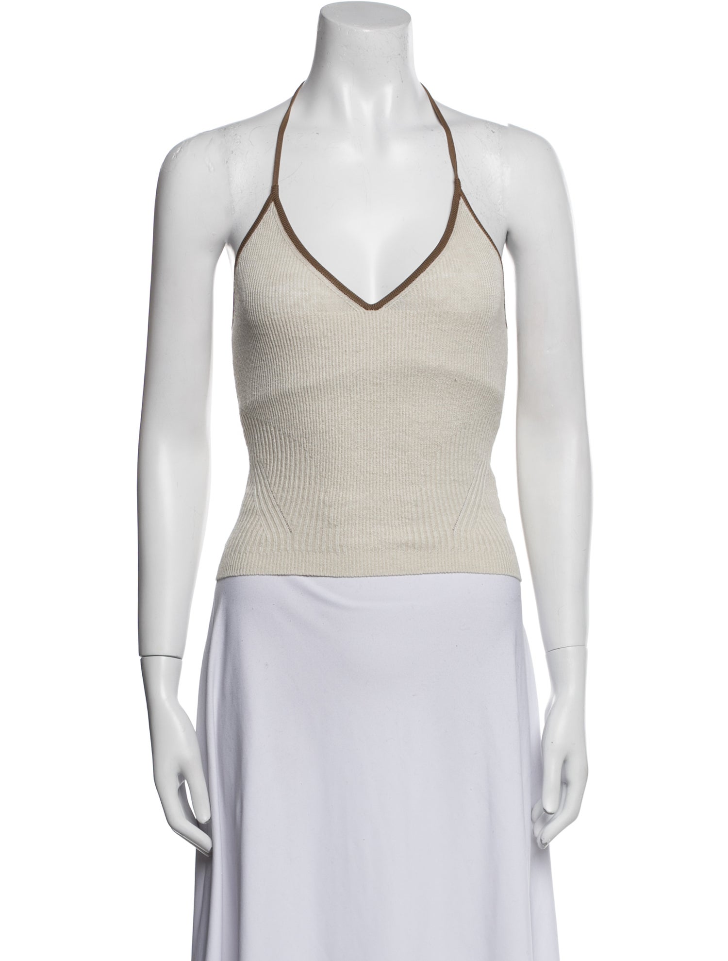 Jacquemus Linen V-Neck Crop Top
