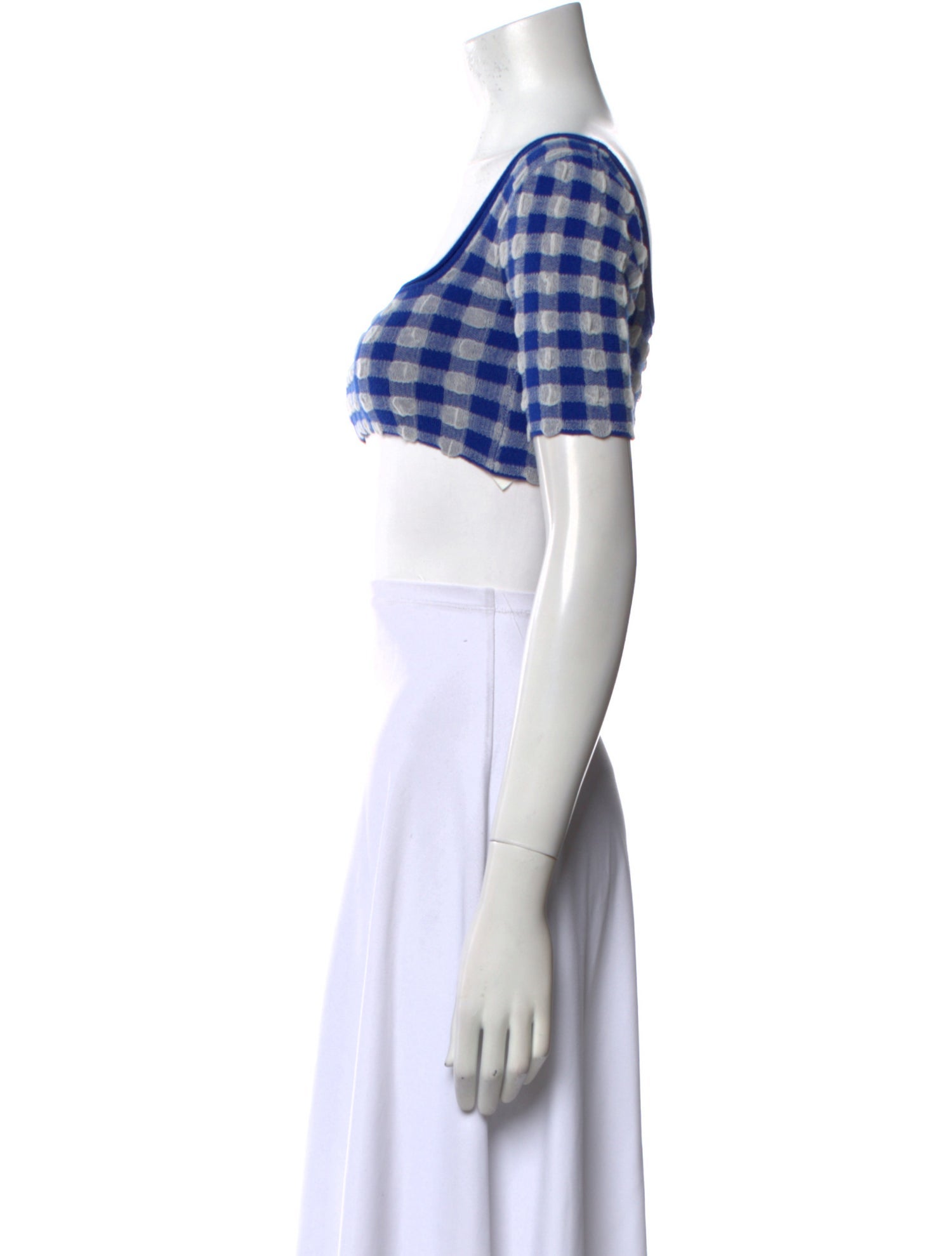 Jacquemus Plaid Print Square Neckline Crop Top