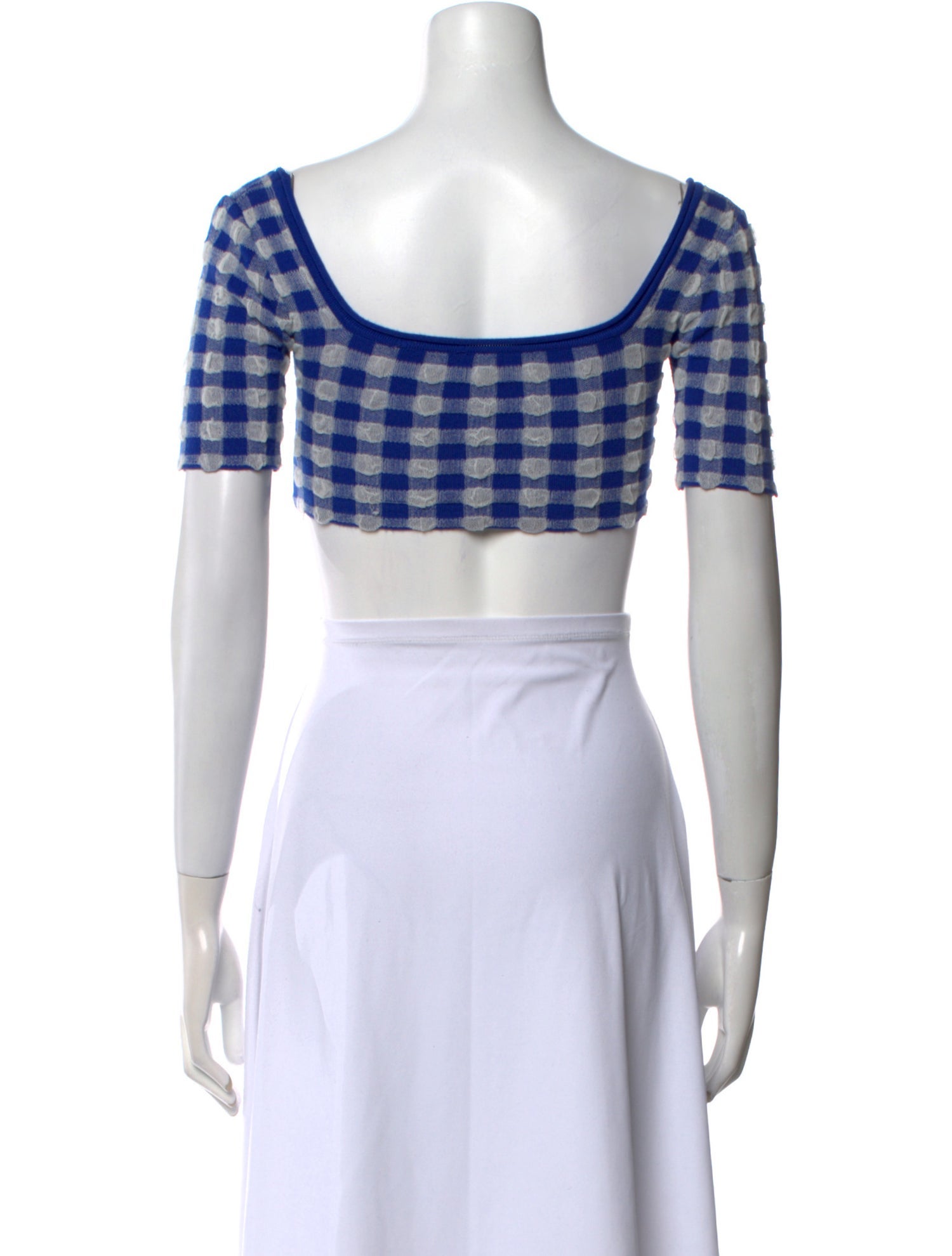 Jacquemus Plaid Print Square Neckline Crop Top