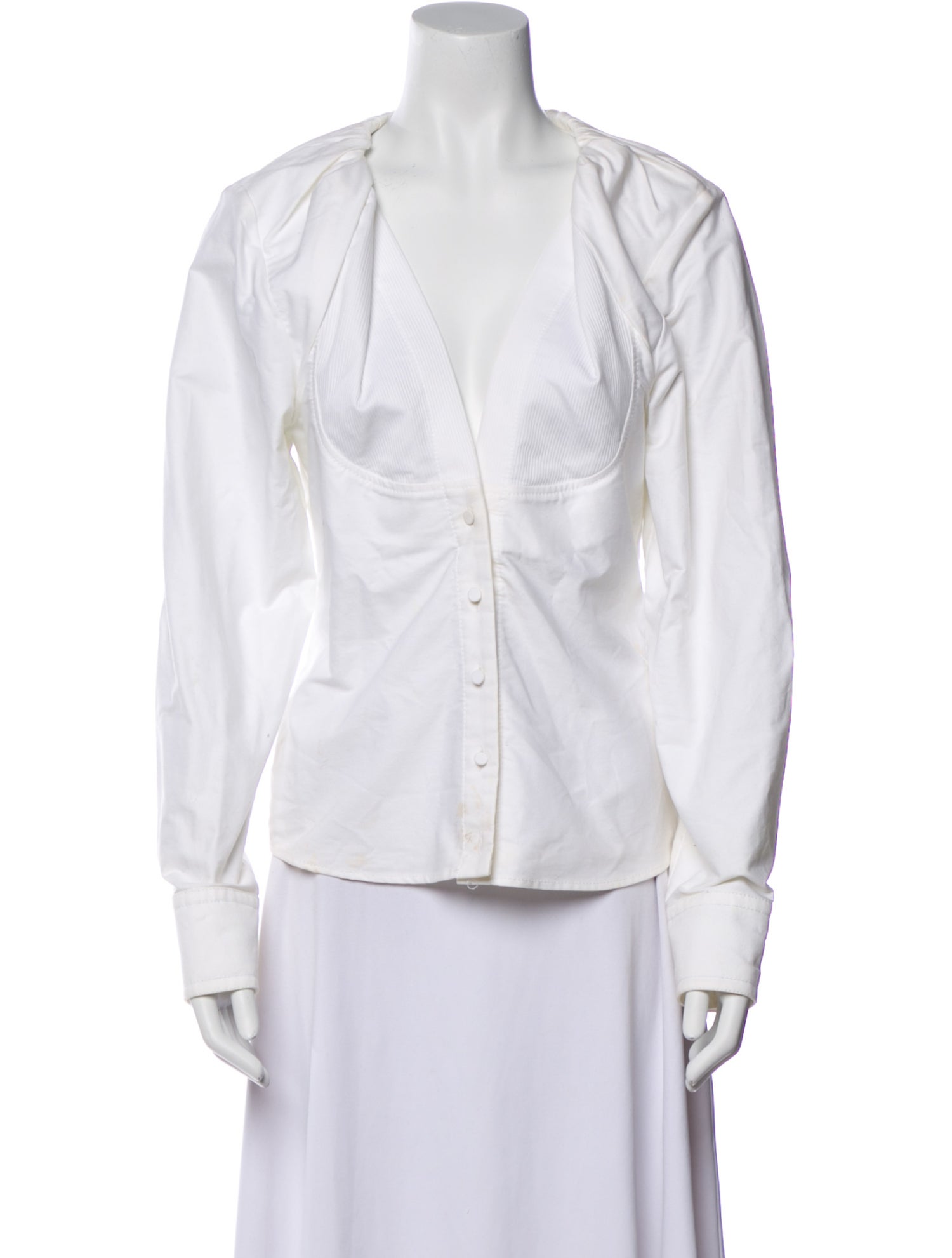 Jacquemus V-Neck Long Sleeve Button-Up Top