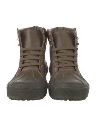 Jacquemus Leather Colorblock Pattern Combat Boots