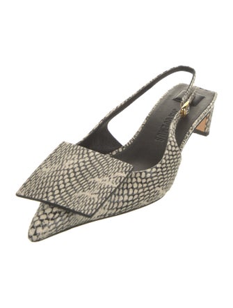 Jacquemus Leather Animal Print Slingback Pumps