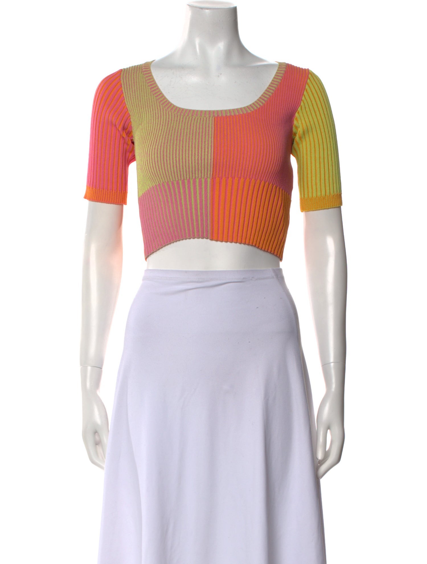 Jacquemus Wool Colorblock Pattern Crop Top