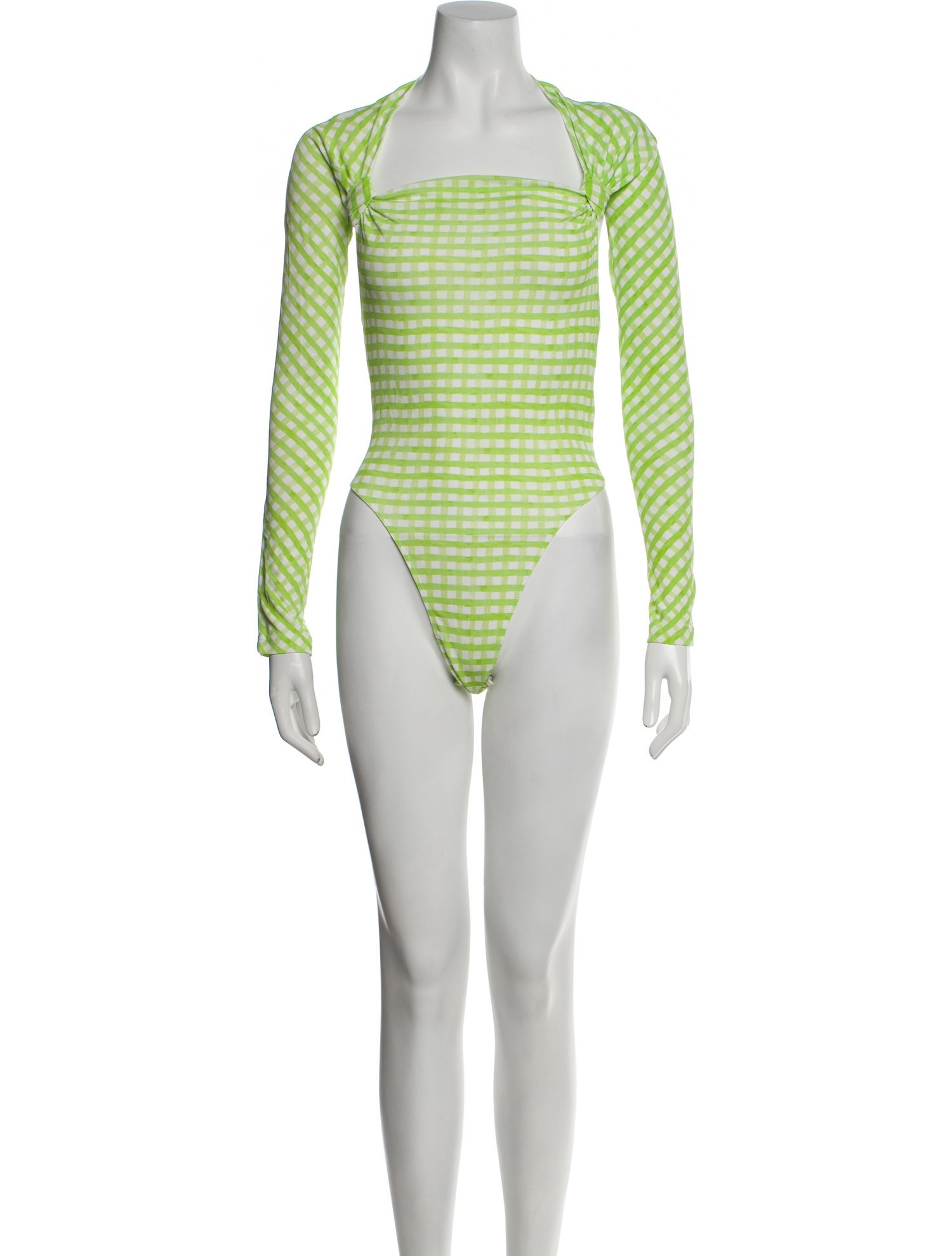 Jacquemus Plaid Print Square Neckline Bodysuit