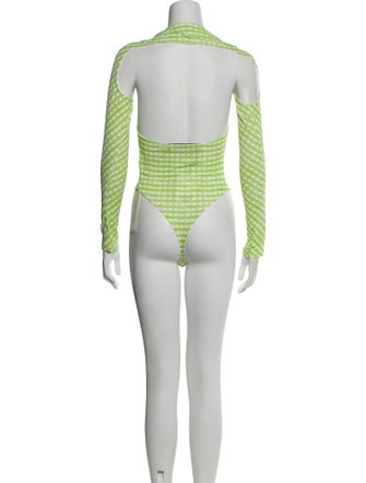 Jacquemus Plaid Print Square Neckline Bodysuit