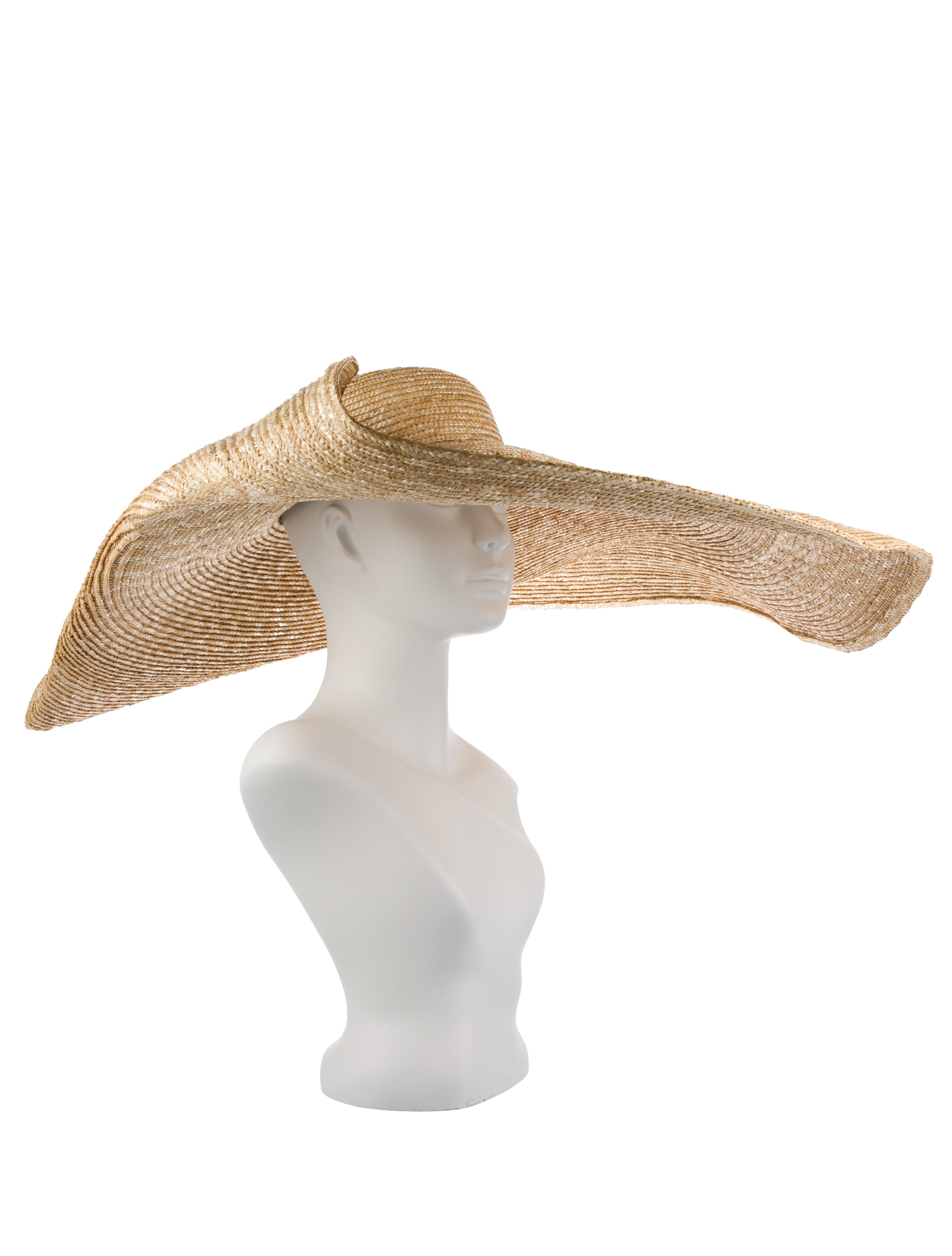 Jacquemus Neutral Color Wide Brim Raffia Hat w/ Braided Accent Throughout
