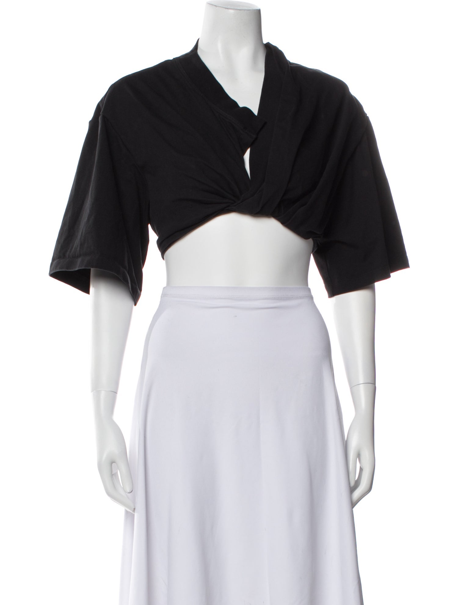 Jacquemus V-Neck Short Sleeve Crop Top