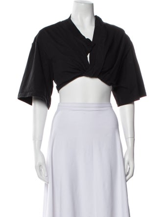 Jacquemus V-Neck Short Sleeve Crop Top