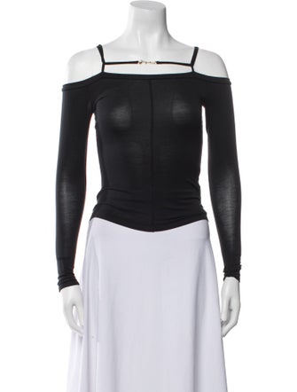 Jacquemus Square Neckline Long Sleeve Crop Top