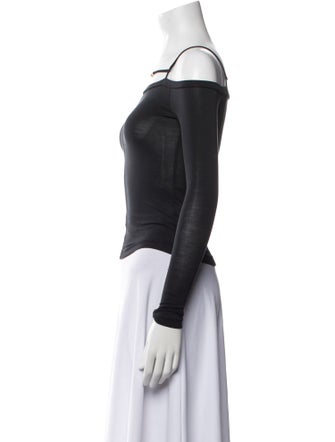 Jacquemus Square Neckline Long Sleeve Crop Top