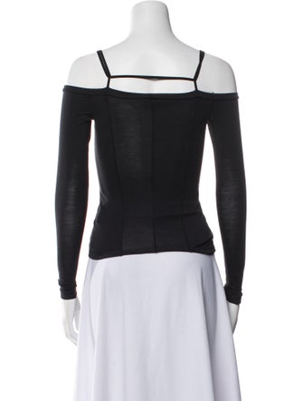 Jacquemus Square Neckline Long Sleeve Crop Top