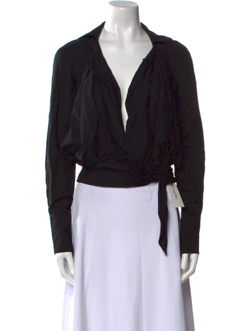 Jacquemus V-Neck Long Sleeve Crop Top