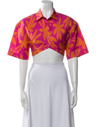 Jacquemus Printed Short Sleeve Crop Top