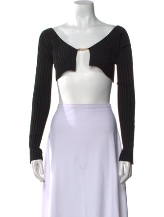Jacquemus Off-The-Shoulder Long Sleeve Crop Top