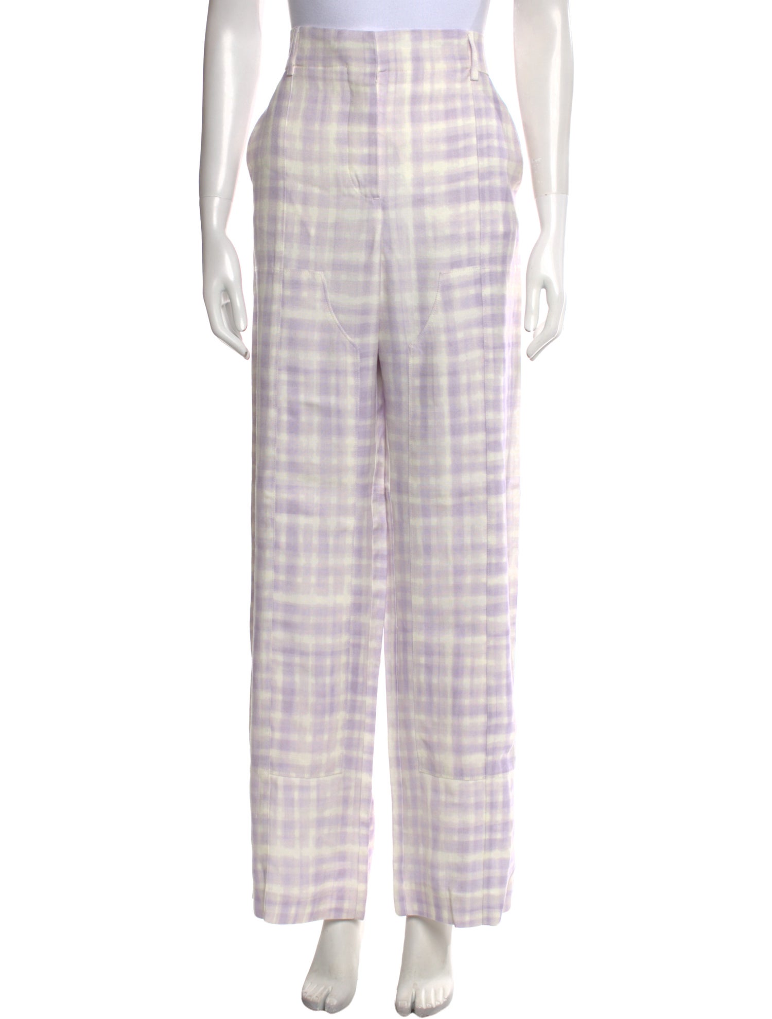 Jacquemus Plaid Print Wide Leg Pants
