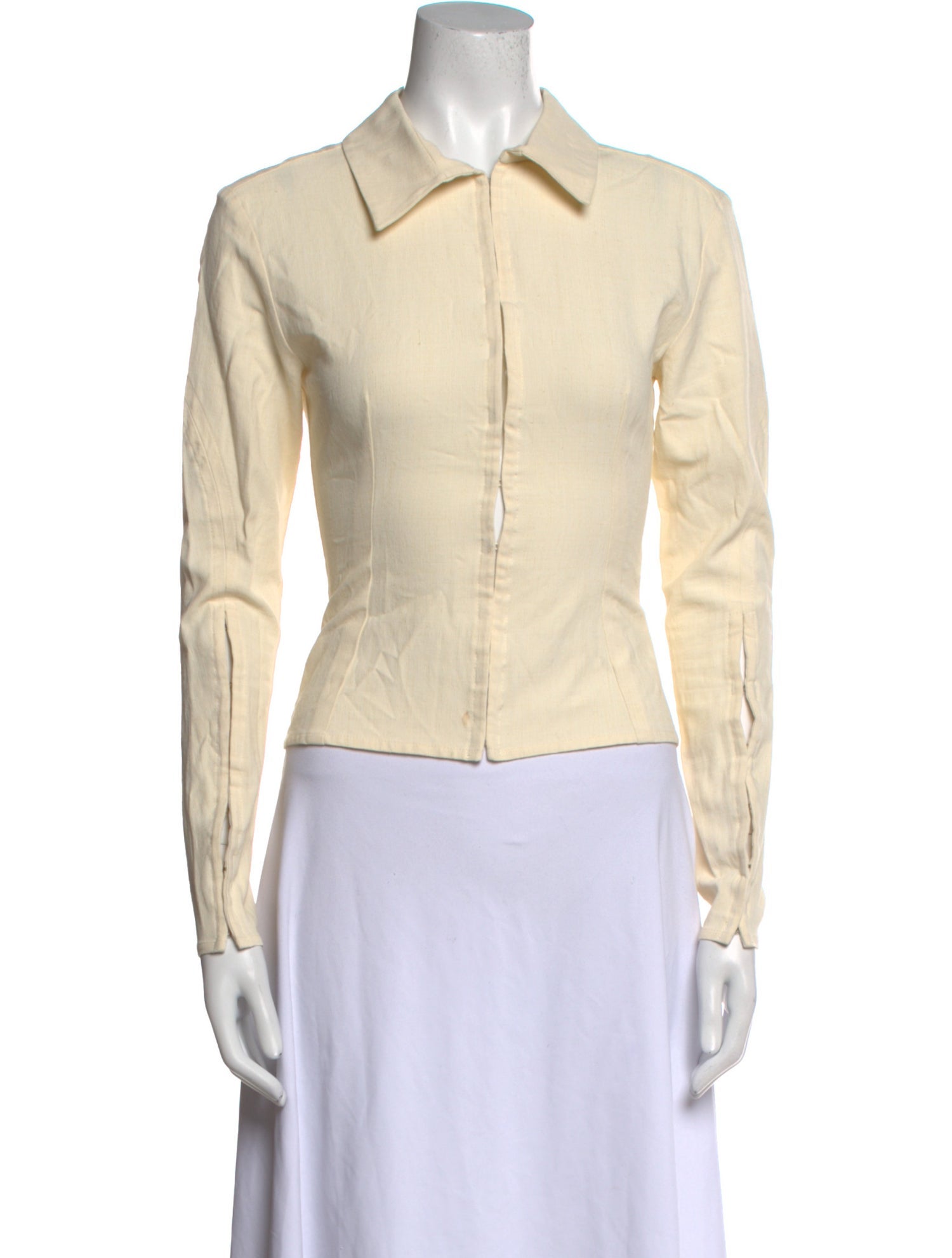 Jacquemus Linen Long Sleeve Crop Top