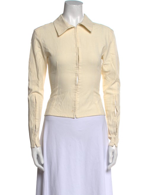 Jacquemus Linen Long Sleeve Crop Top