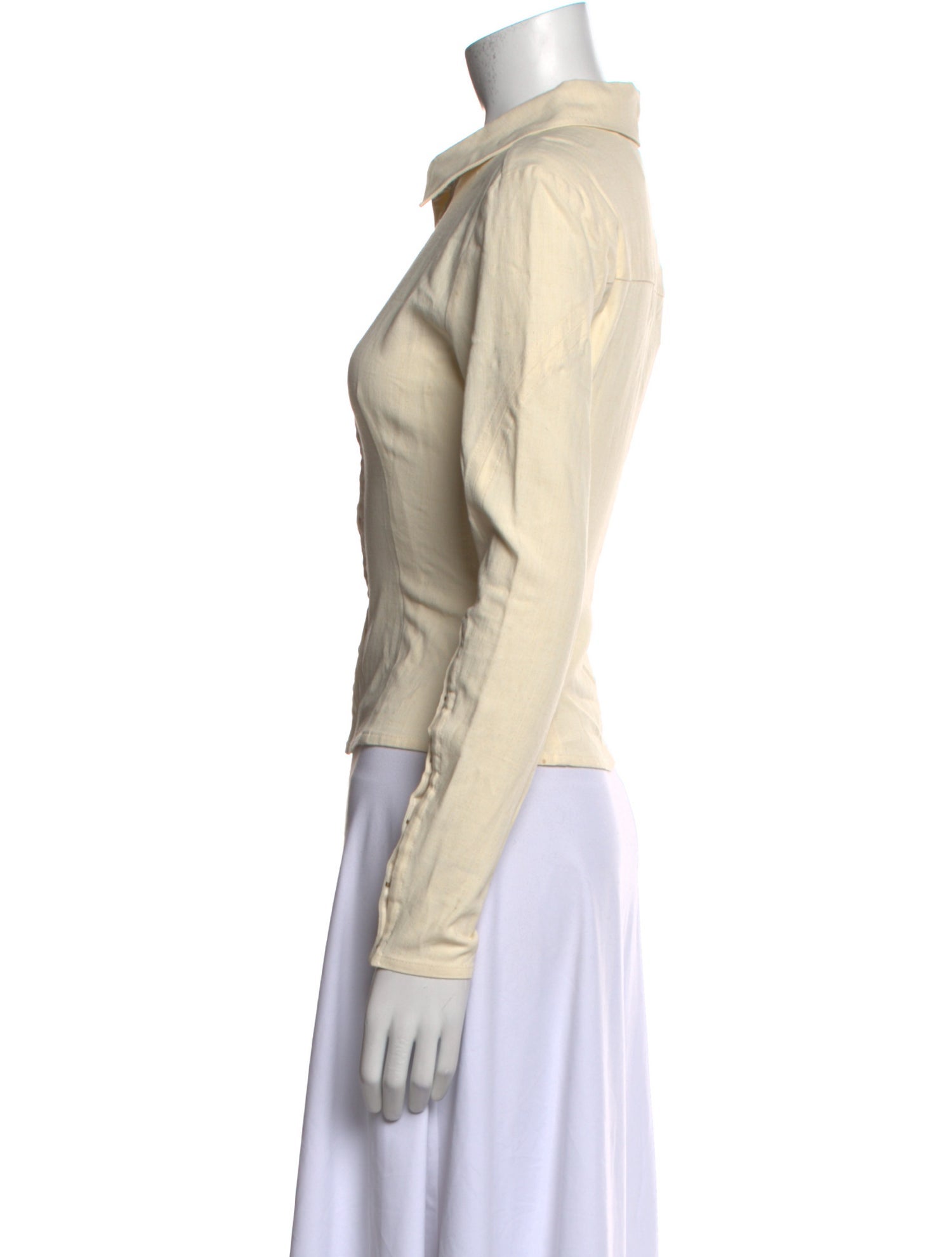 Jacquemus Linen Long Sleeve Crop Top