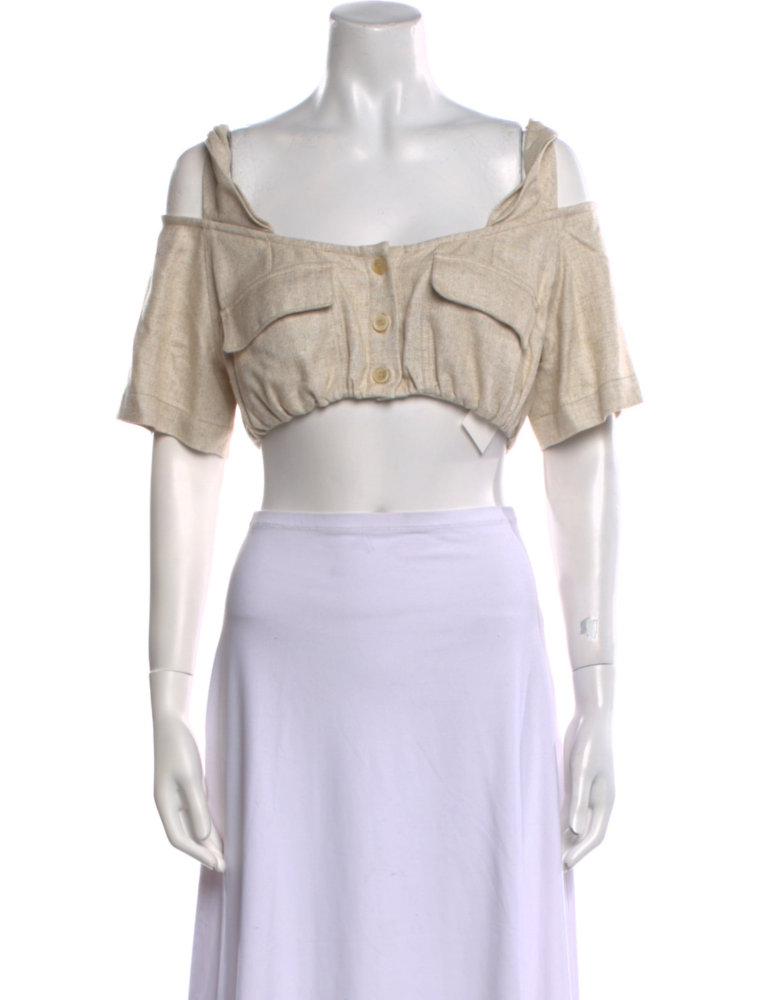 Jacquemus Square Neckline Short Sleeve Crop Top