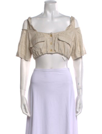 Jacquemus Square Neckline Short Sleeve Crop Top