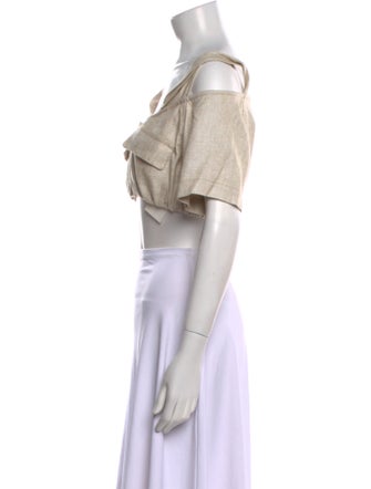 Jacquemus Square Neckline Short Sleeve Crop Top