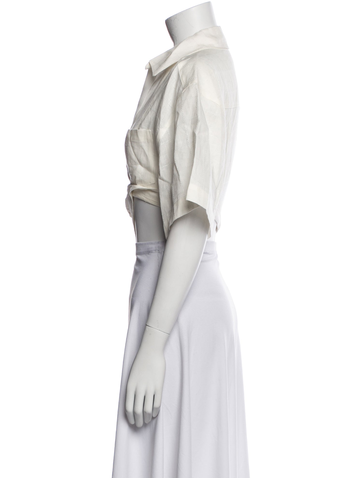 Jacquemus Linen Short Sleeve Crop Top