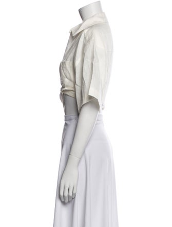 Jacquemus Linen Short Sleeve Crop Top