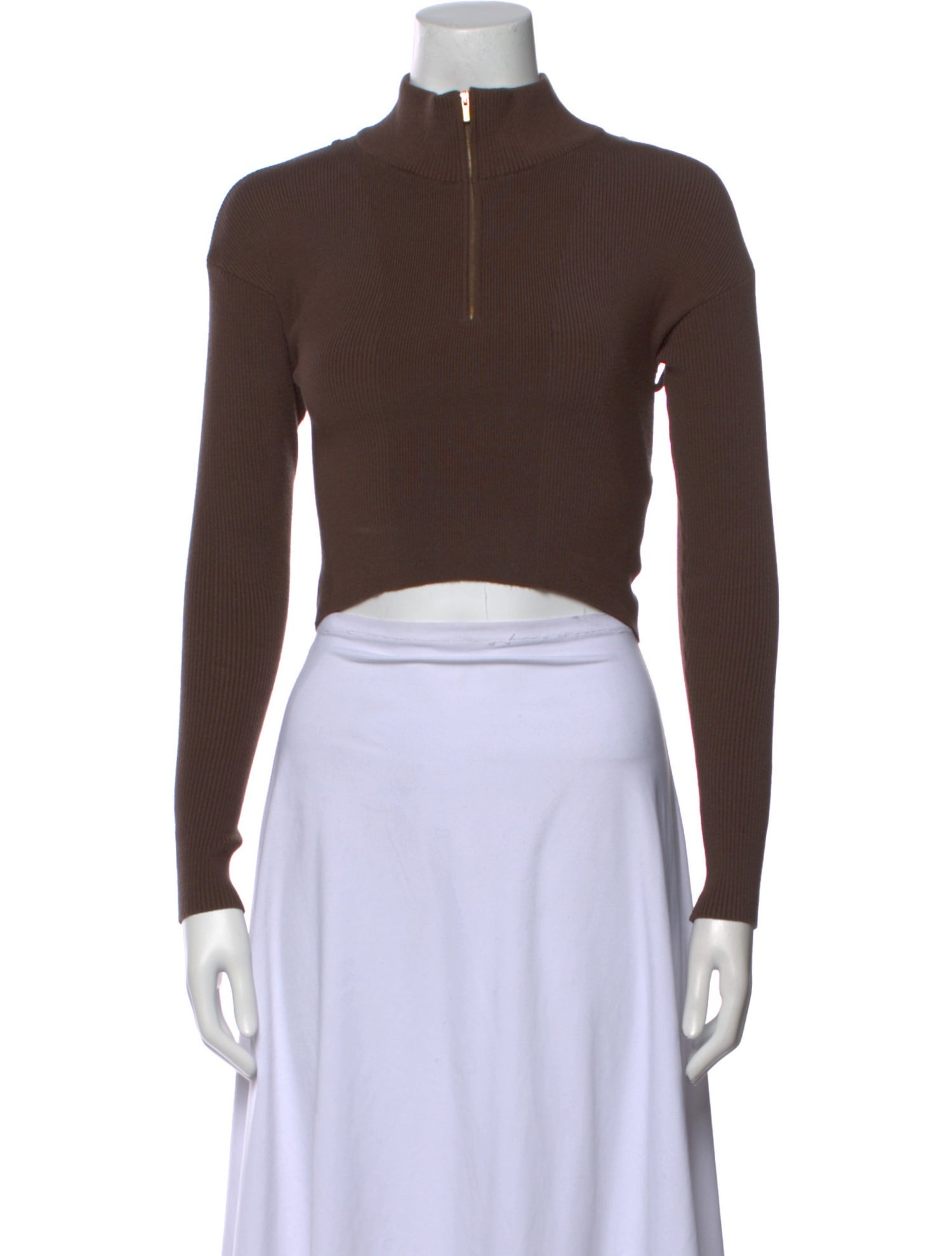 Jacquemus Mock Neck Long Sleeve Crop Top