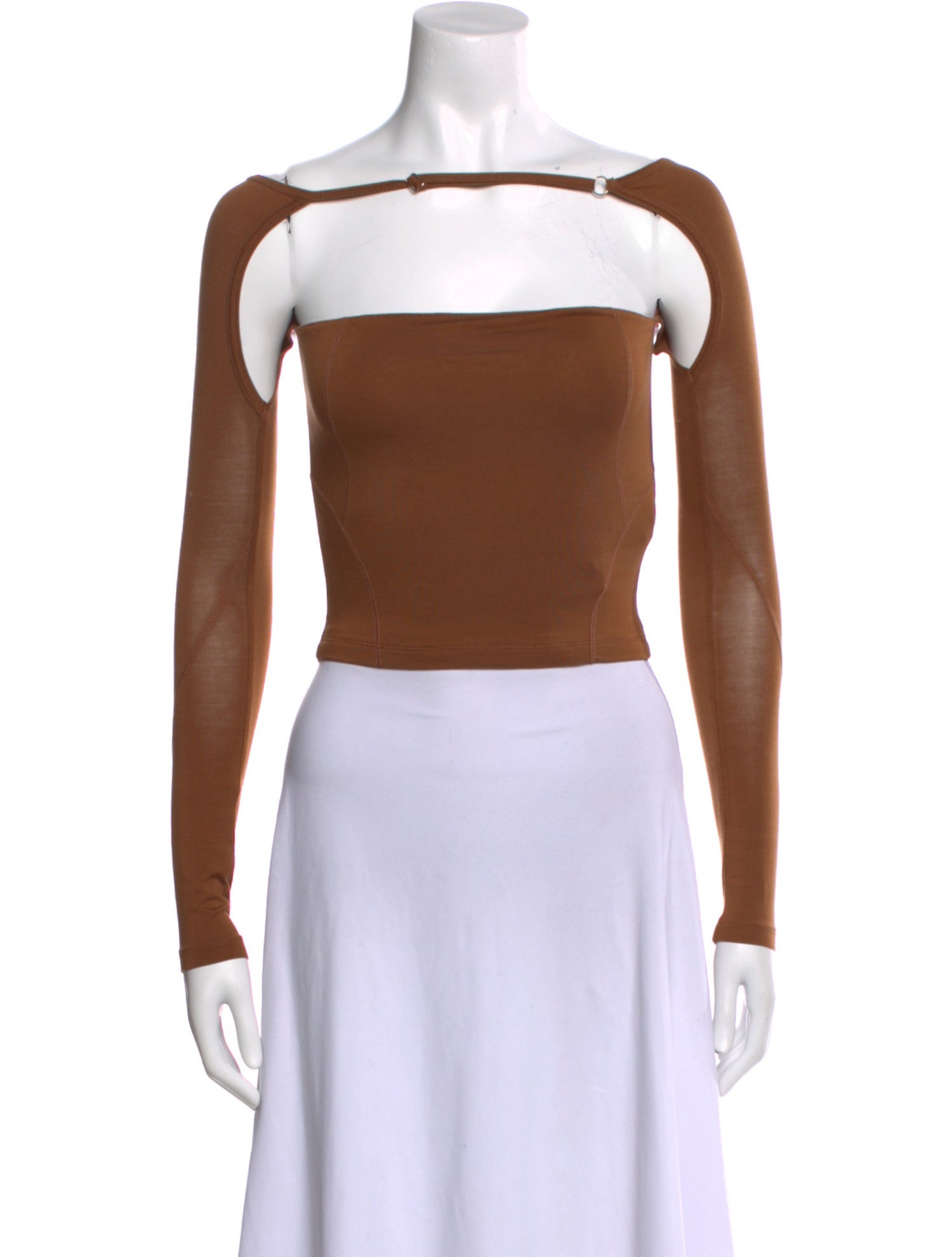 Jacquemus Square Neckline Long Sleeve Crop Top