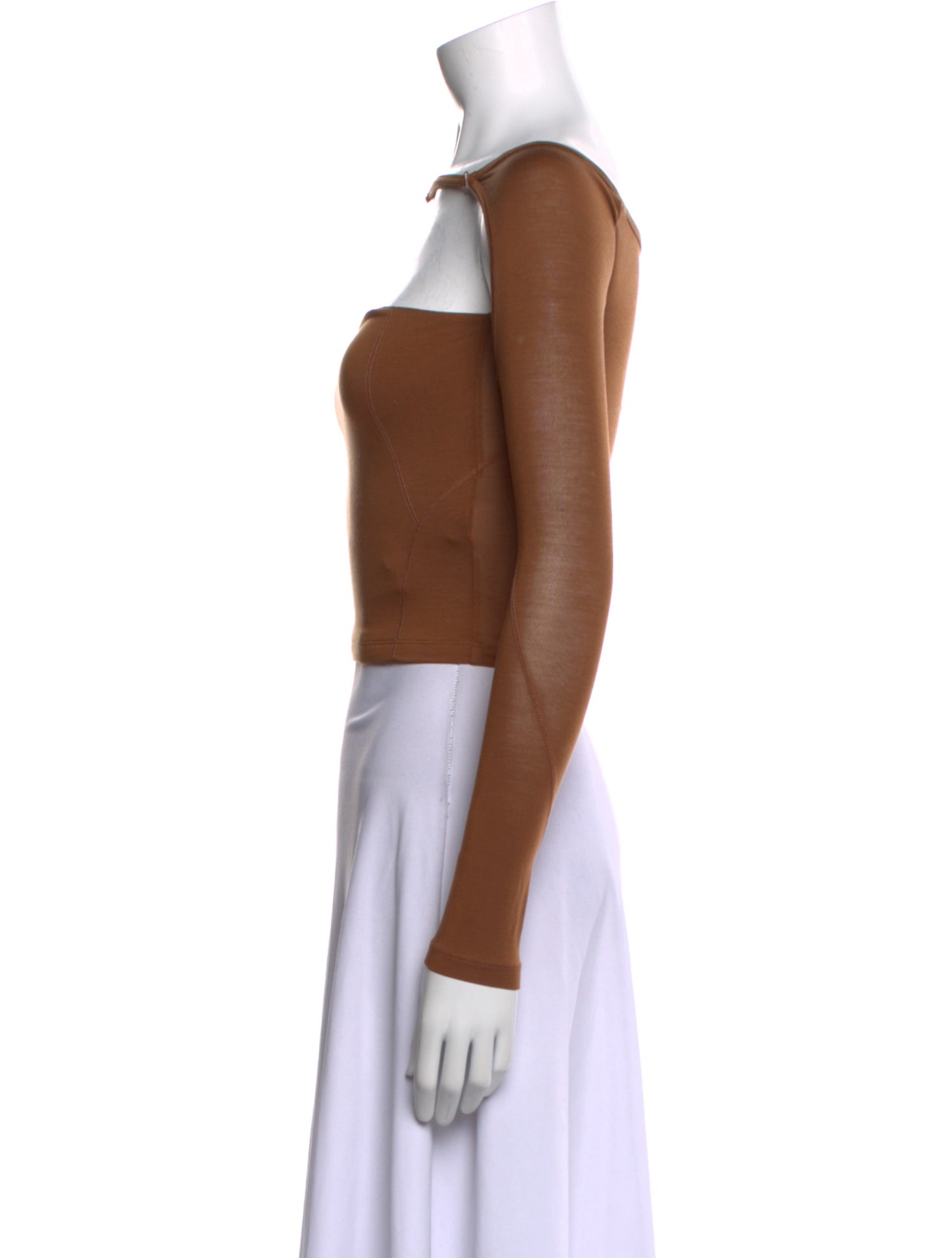 Jacquemus Square Neckline Long Sleeve Crop Top