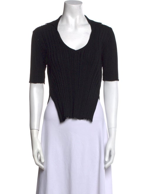 Jacquemus V-Neck Short Sleeve Crop Top