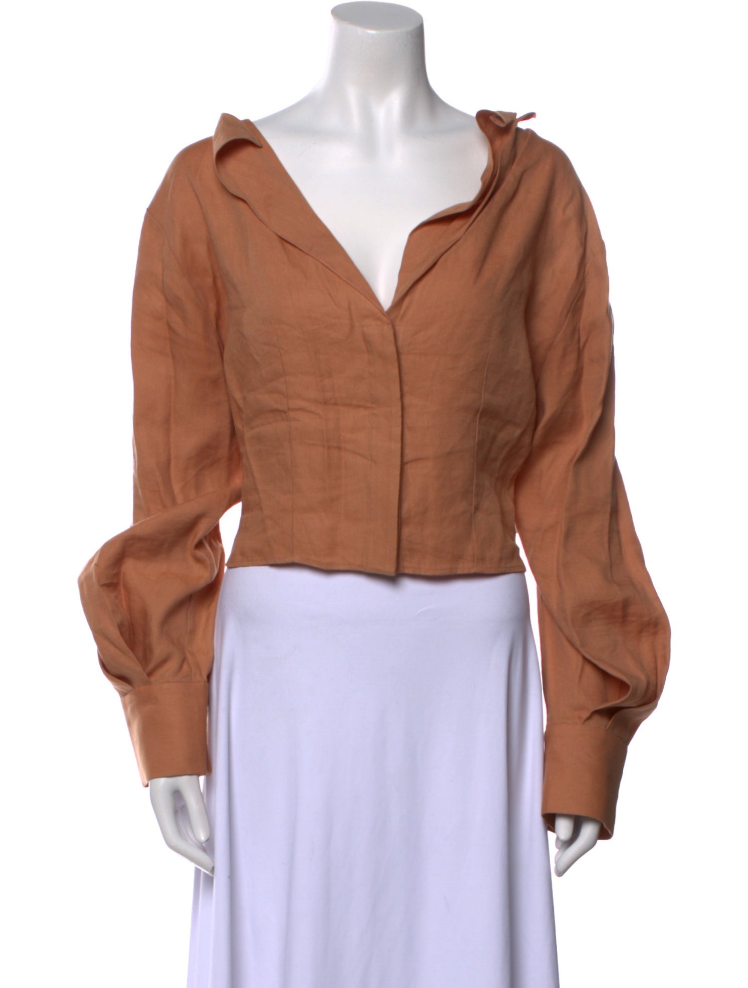 Jacquemus Linen V-Neck Crop Top