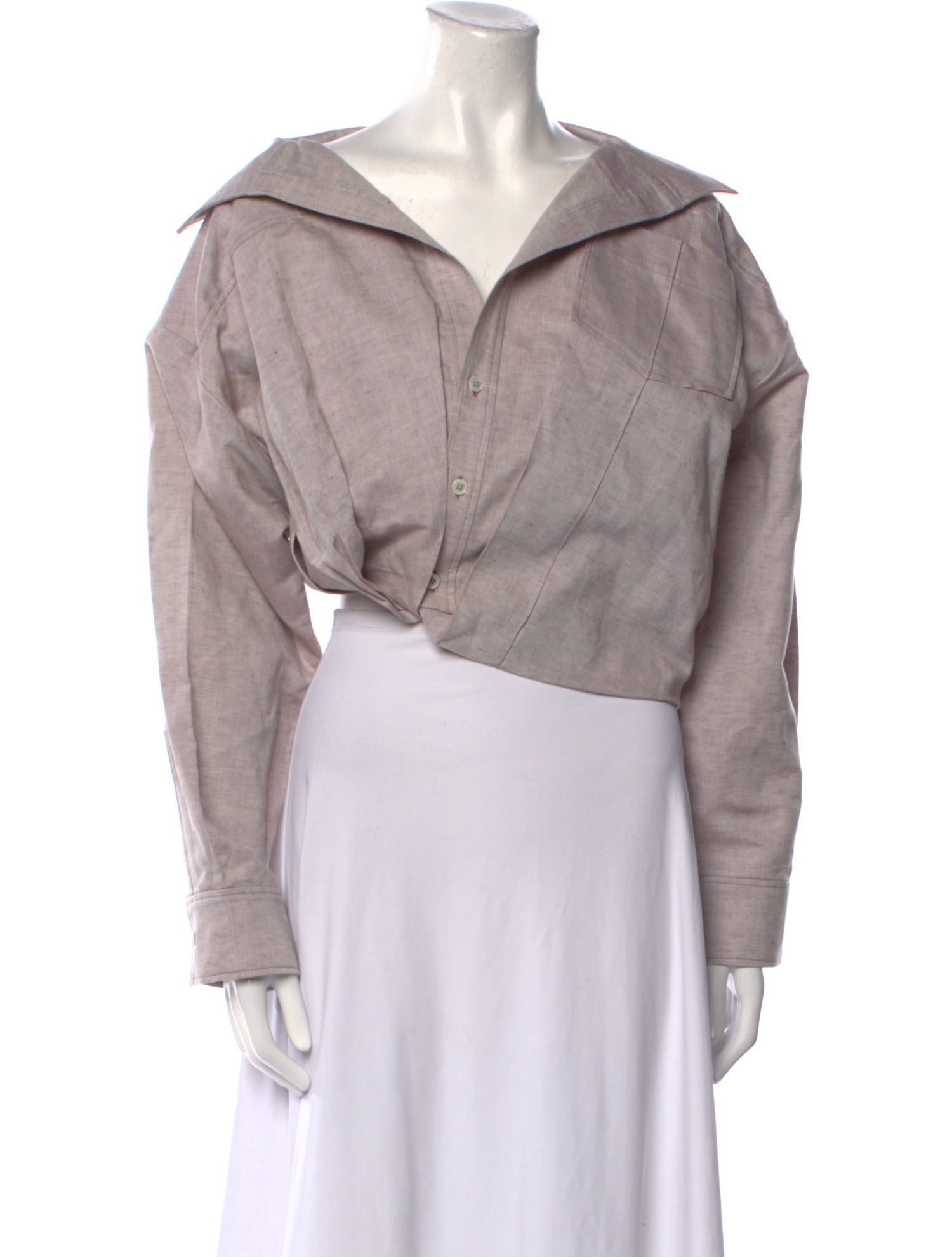 Jacquemus V-Neck Long Sleeve Crop Top