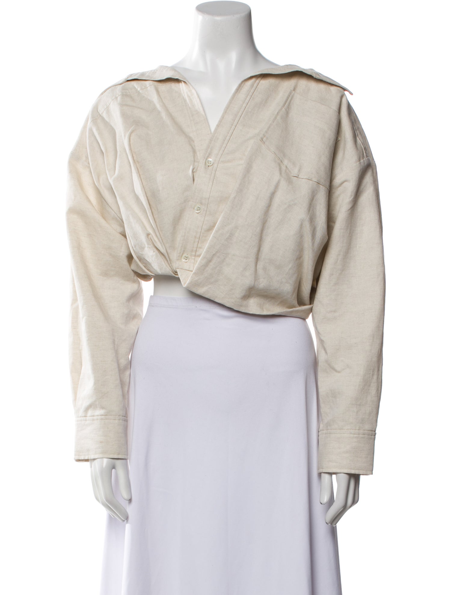 Jacquemus V-Neck Long Sleeve Crop Top