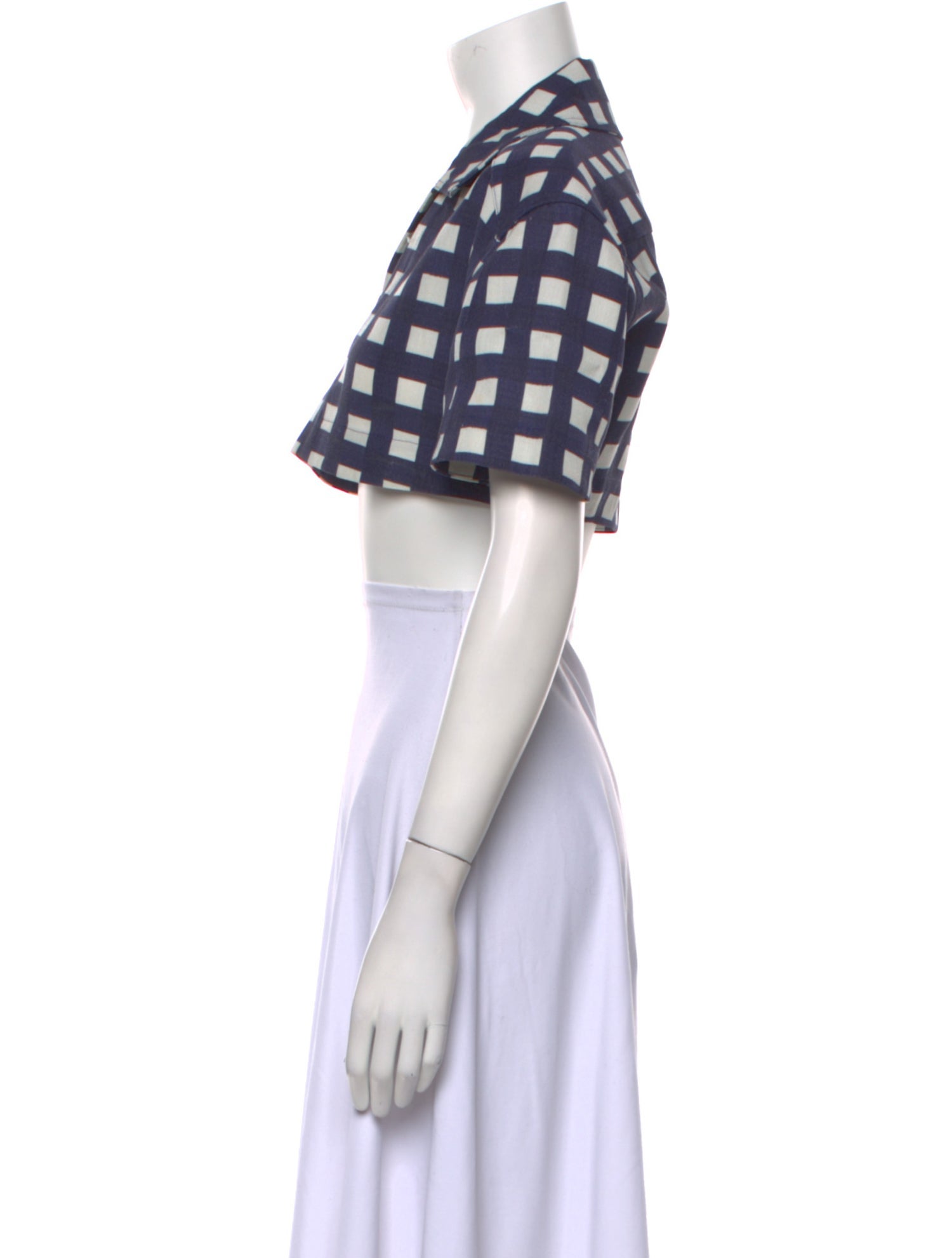Jacquemus Plaid Print Short Sleeve Crop Top