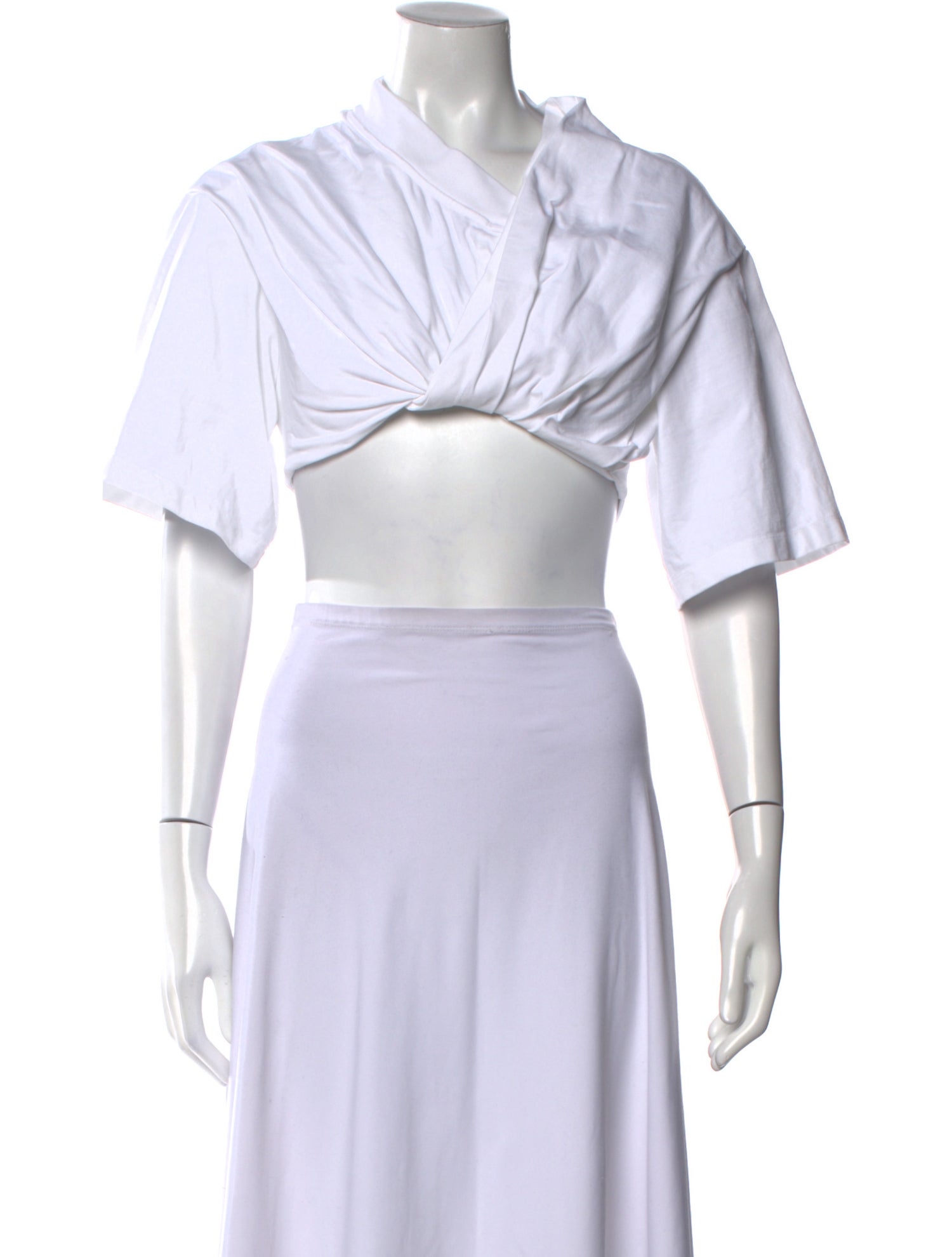 Jacquemus V-Neck Short Sleeve Crop Top