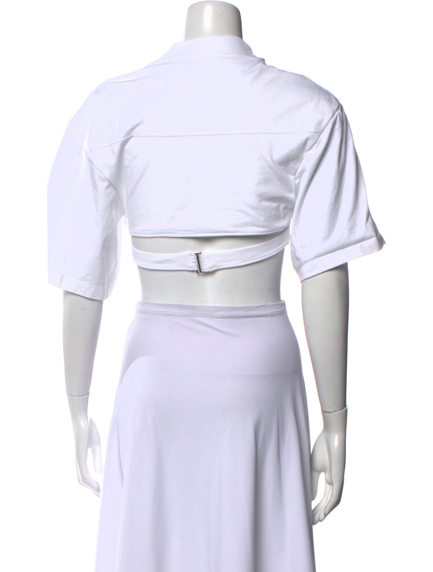 Jacquemus V-Neck Short Sleeve Crop Top