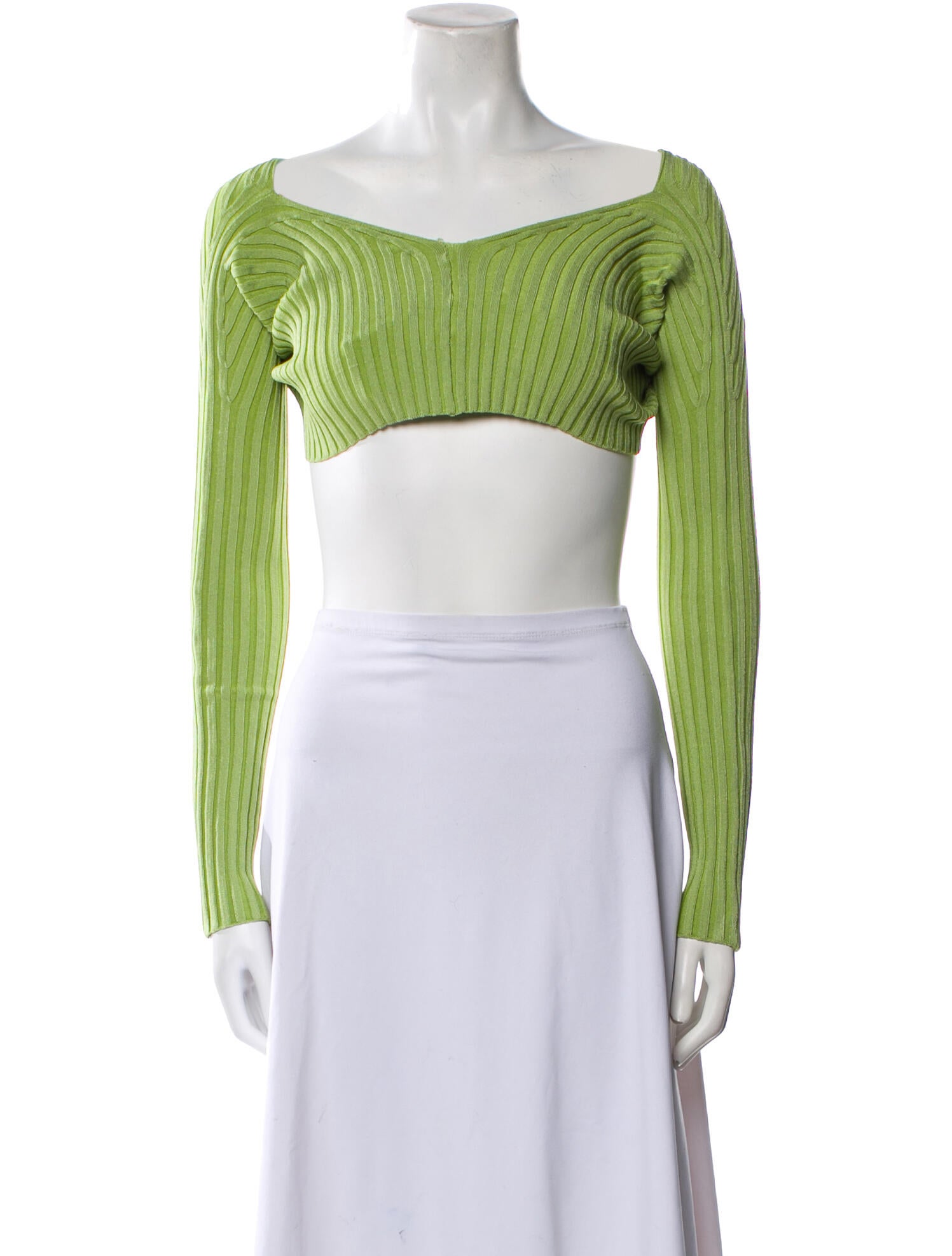 Jacquemus Off-The-Shoulder Long Sleeve Crop Top