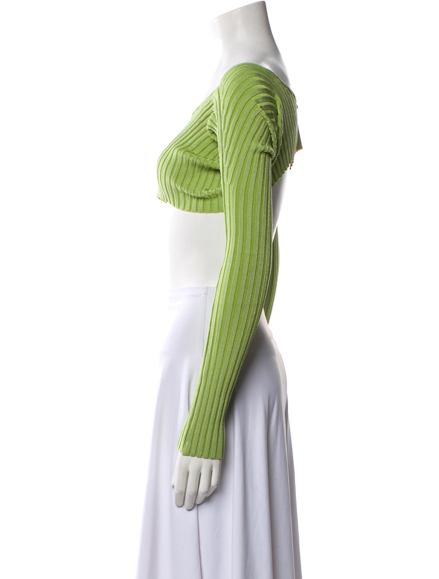 Jacquemus Off-The-Shoulder Long Sleeve Crop Top