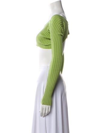 Jacquemus Off-The-Shoulder Long Sleeve Crop Top
