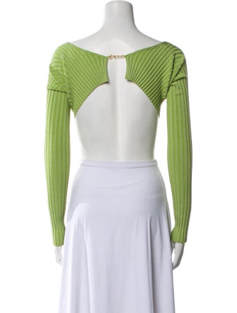 Jacquemus Off-The-Shoulder Long Sleeve Crop Top