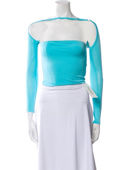 Jacquemus Bateau Neckline Long Sleeve Crop Top